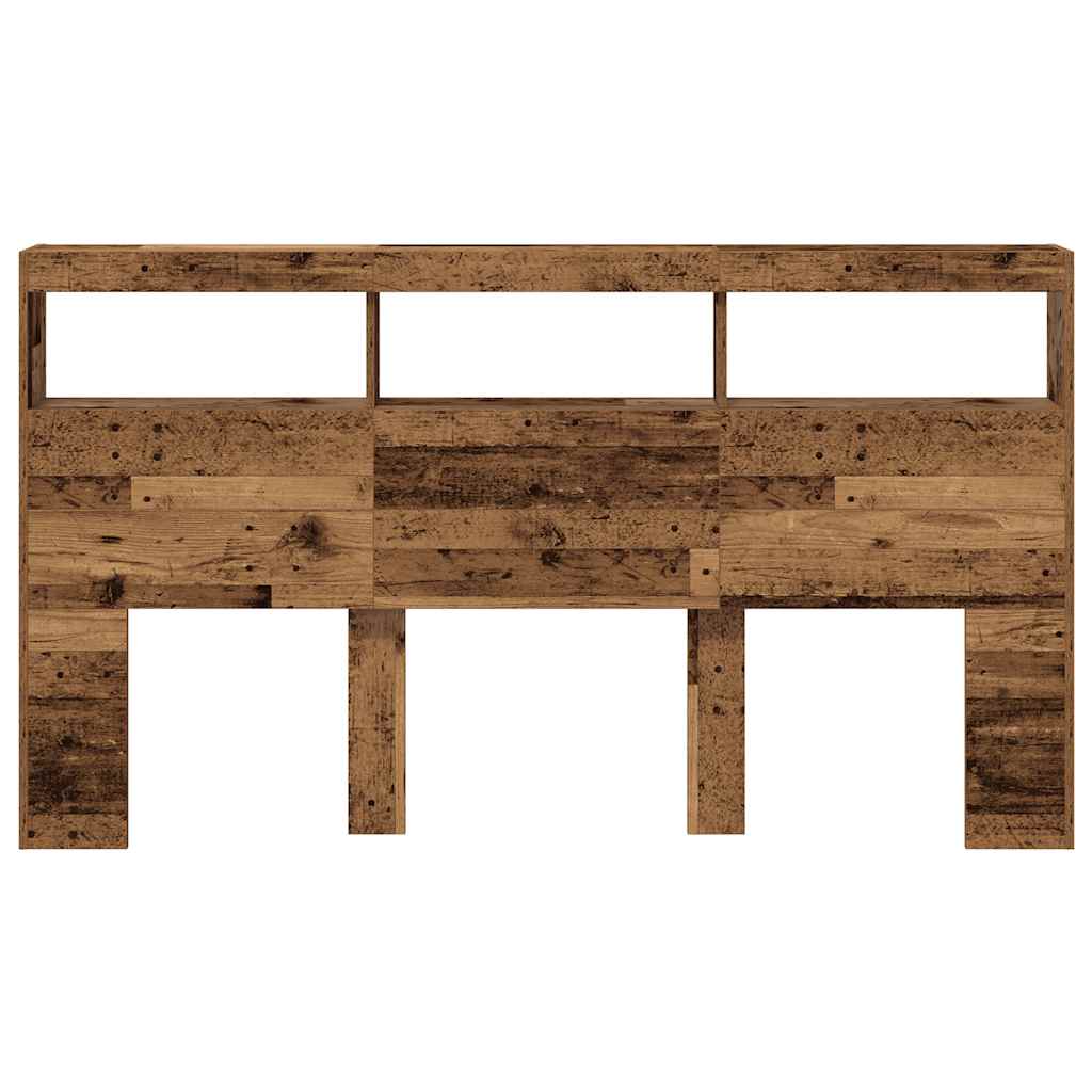 Hoofdbordkast met LED 180x17x102 cm oud hout is nu te koop bij PeponiXL, paradijselijk wonen!