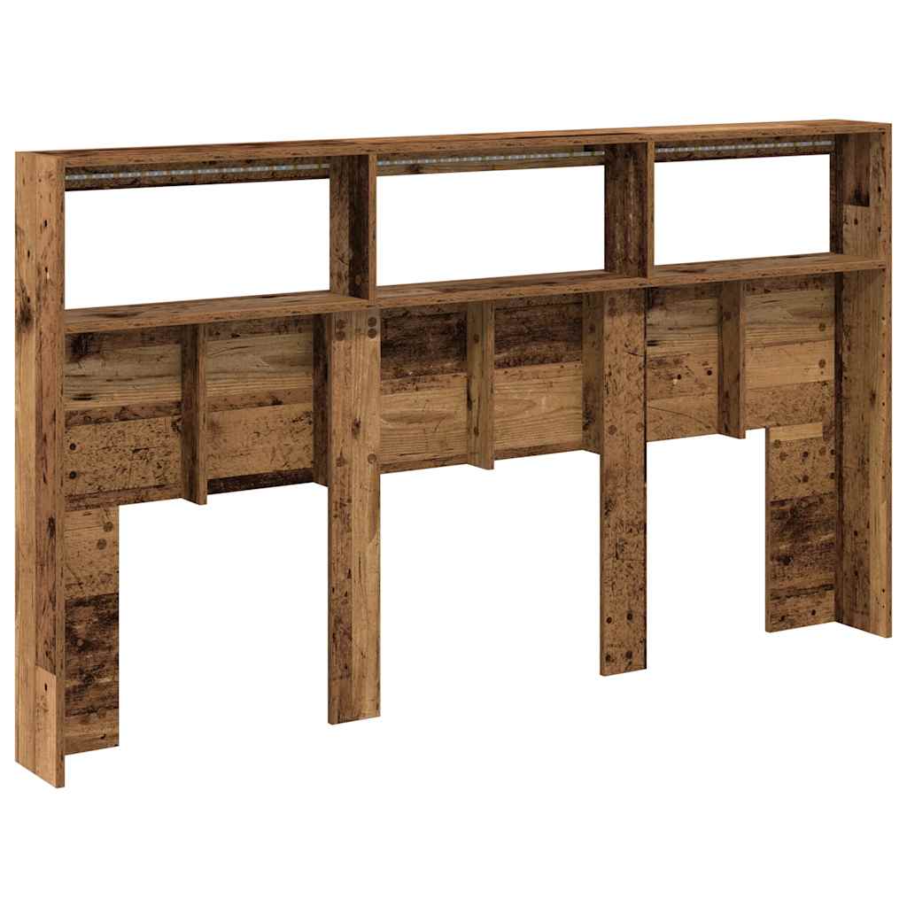 Hoofdbordkast met LED 180x17x102 cm oud hout is nu te koop bij PeponiXL, paradijselijk wonen!