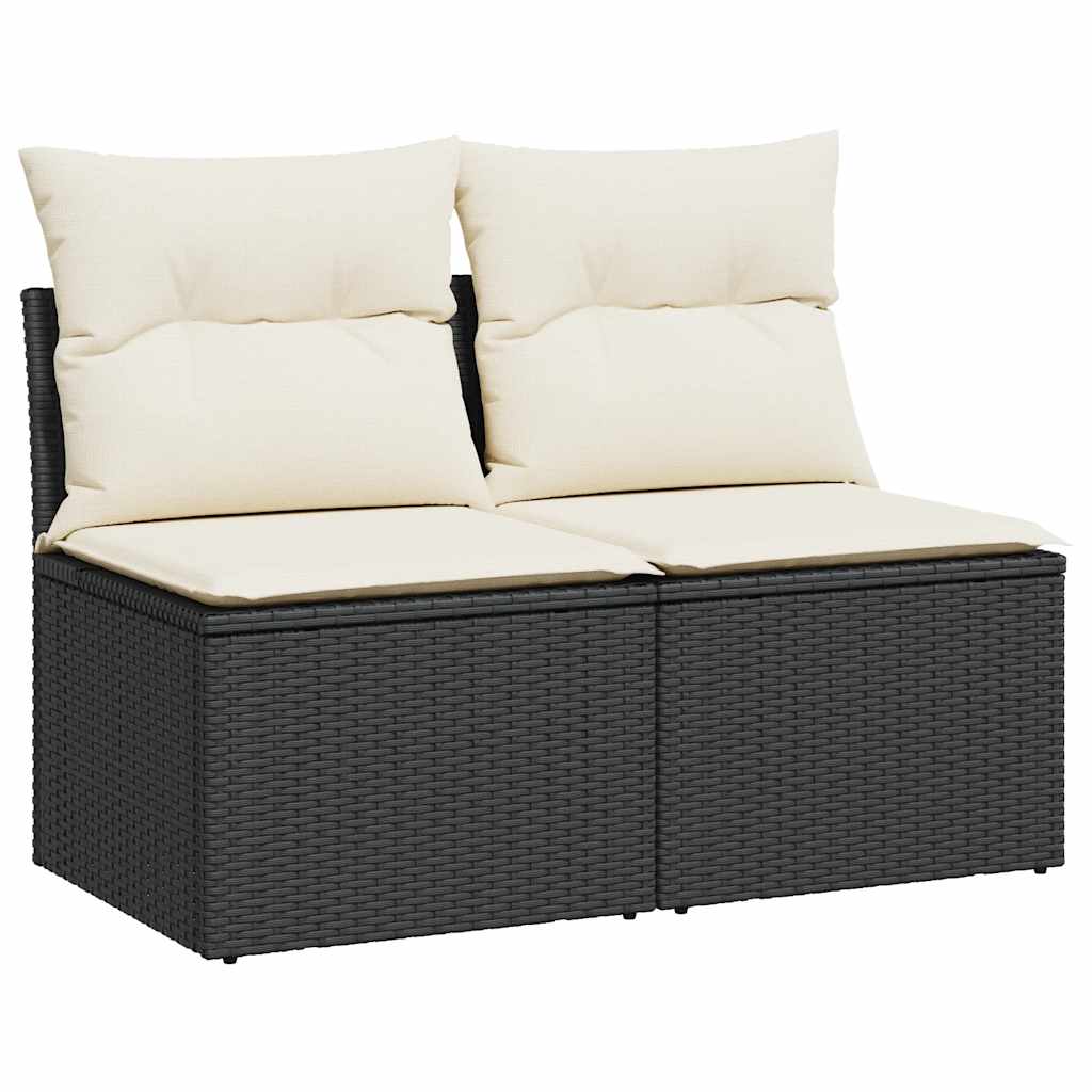 2-delige Loungeset met kussens poly rattan acacia zwart is nu te koop bij PeponiXL, paradijselijk wonen!