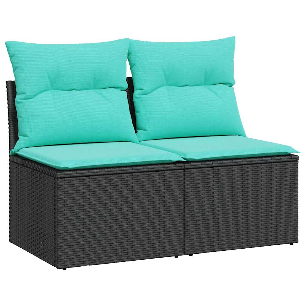 2-delige Loungeset met kussens poly rattan acacia zwart is nu te koop bij PeponiXL, paradijselijk wonen!