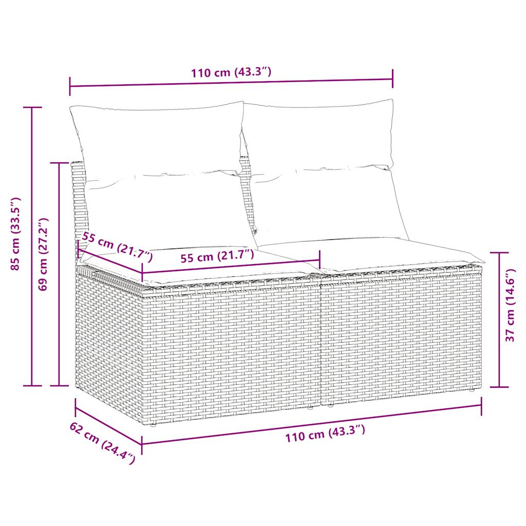 2-delige Loungeset met kussens poly rattan acacia bruin is nu te koop bij PeponiXL, paradijselijk wonen!