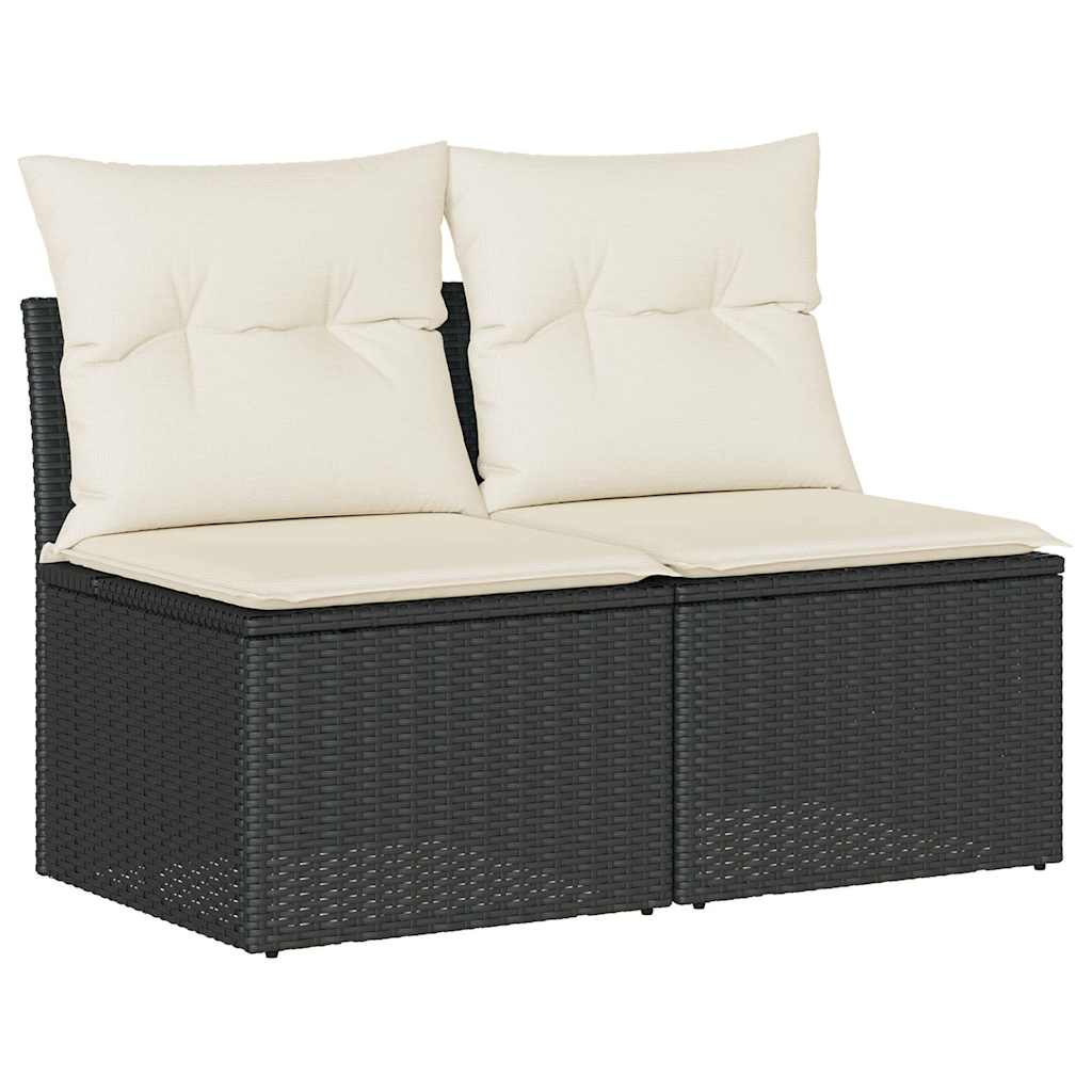 2-delige Loungeset met kussens poly rattan acacia zwart is nu te koop bij PeponiXL, paradijselijk wonen!