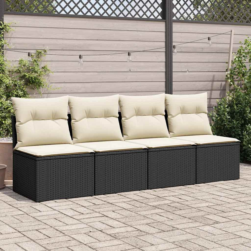2-delige Loungeset met kussens poly rattan acacia zwart is nu te koop bij PeponiXL, paradijselijk wonen!