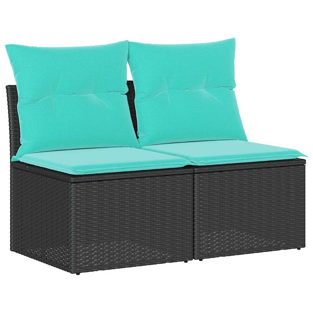 2-delige Loungeset met kussens poly rattan acacia zwart is nu te koop bij PeponiXL, paradijselijk wonen!
