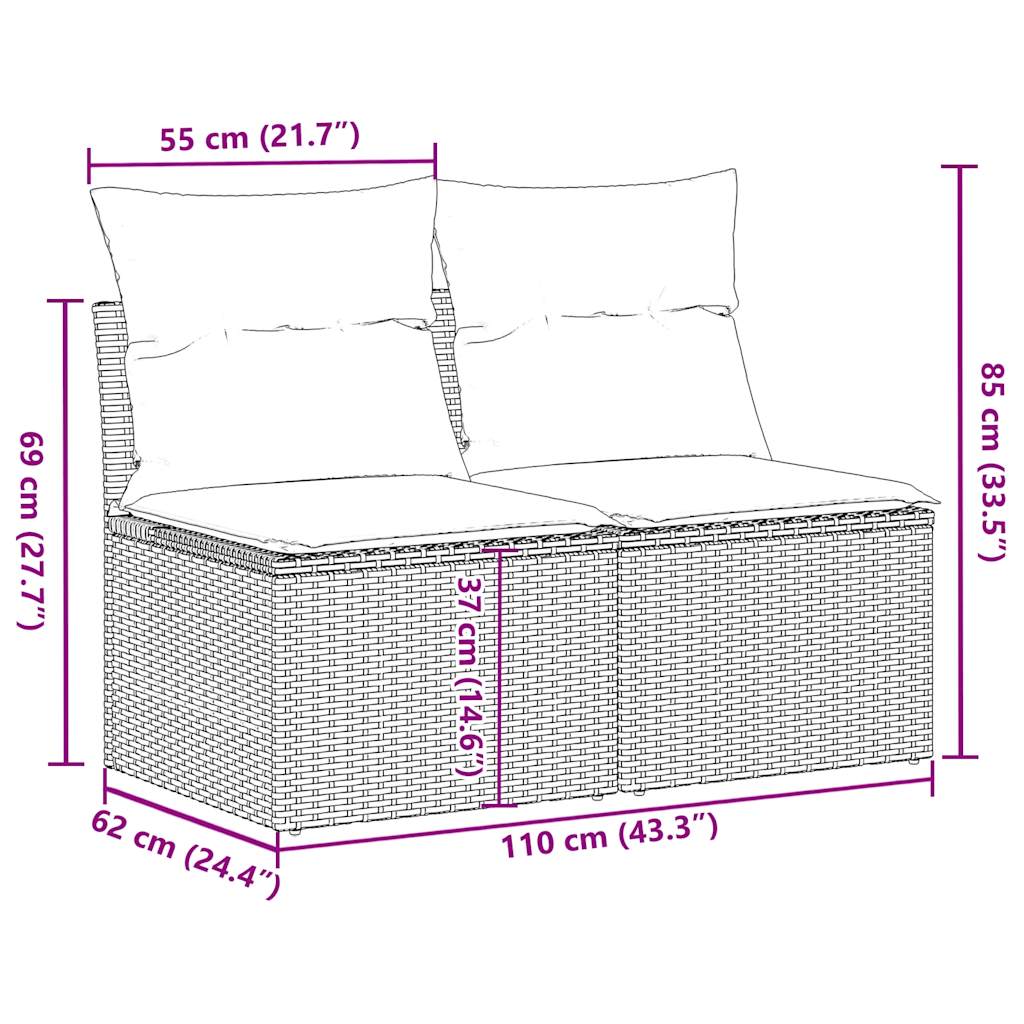 2-delige Loungeset met kussens poly rattan acacia beige is nu te koop bij PeponiXL, paradijselijk wonen!