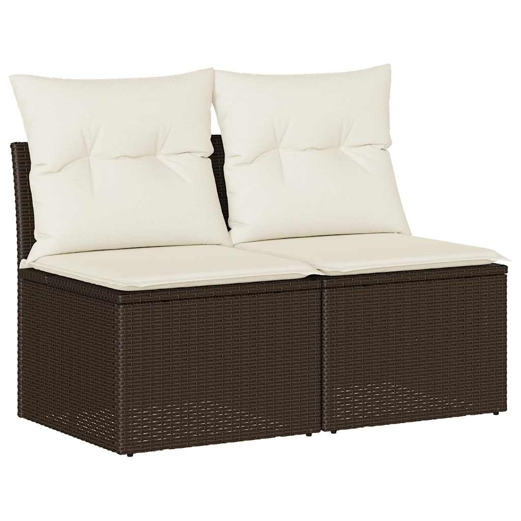 2-delige Loungeset met kussens poly rattan acacia bruin is nu te koop bij PeponiXL, paradijselijk wonen!