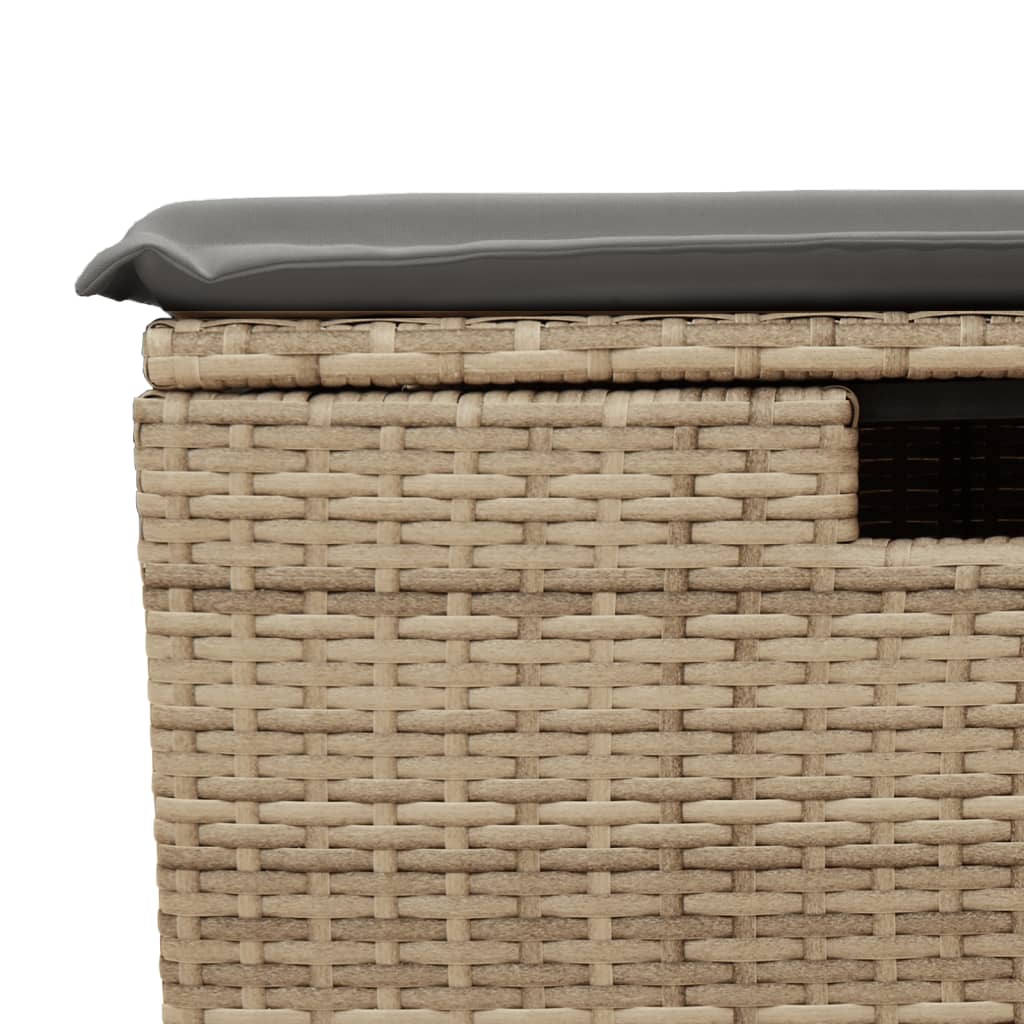 4-delige Loungeset met kussens poly rattan beige