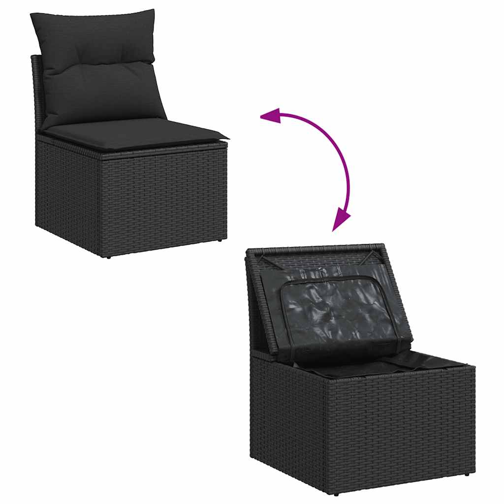 6-delige Loungeset met kussens poly rattan zwart is nu te koop bij PeponiXL, paradijselijk wonen!