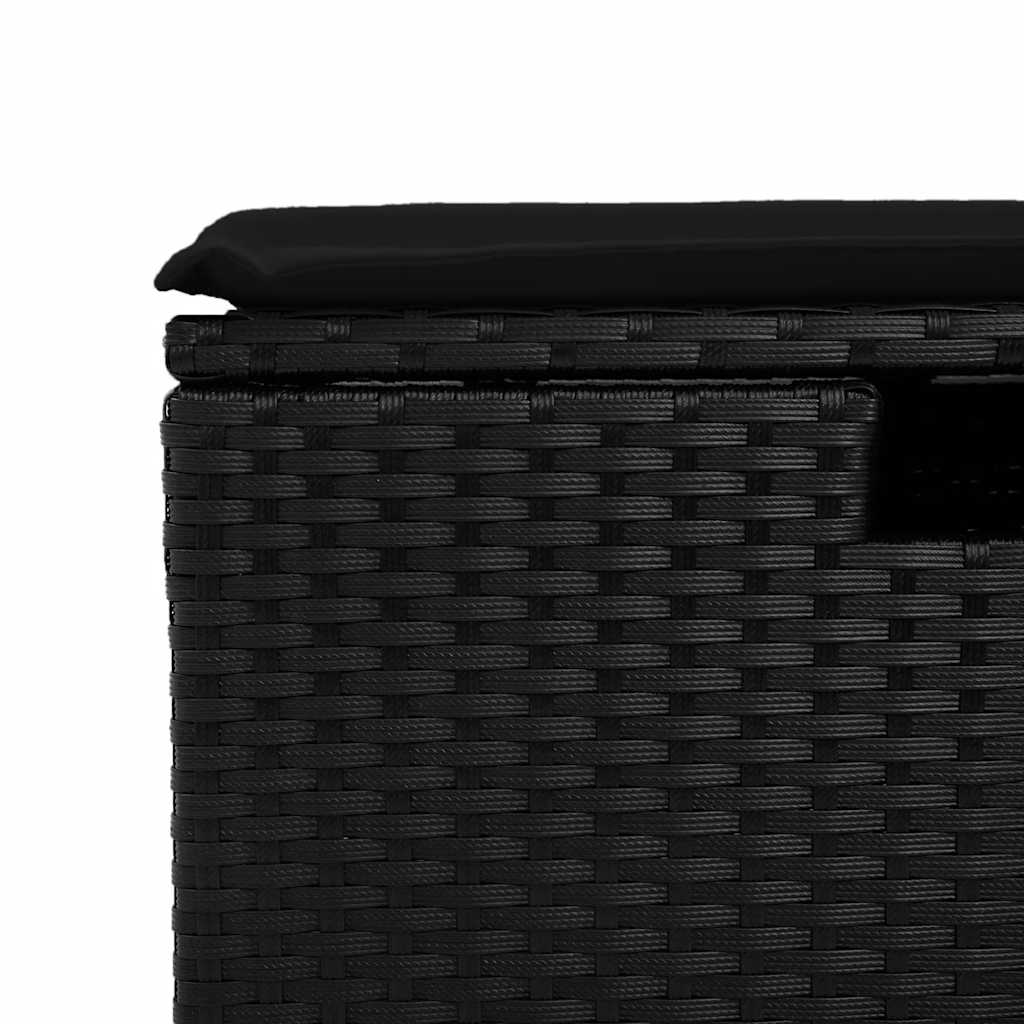 7-delige Loungeset met kussens poly rattan zwart