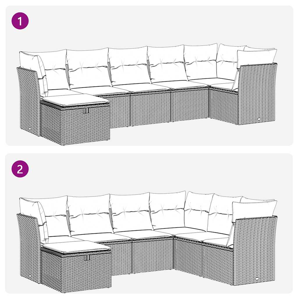 7-delige Loungeset met kussens poly rattan zwart is nu te koop bij PeponiXL, paradijselijk wonen!
