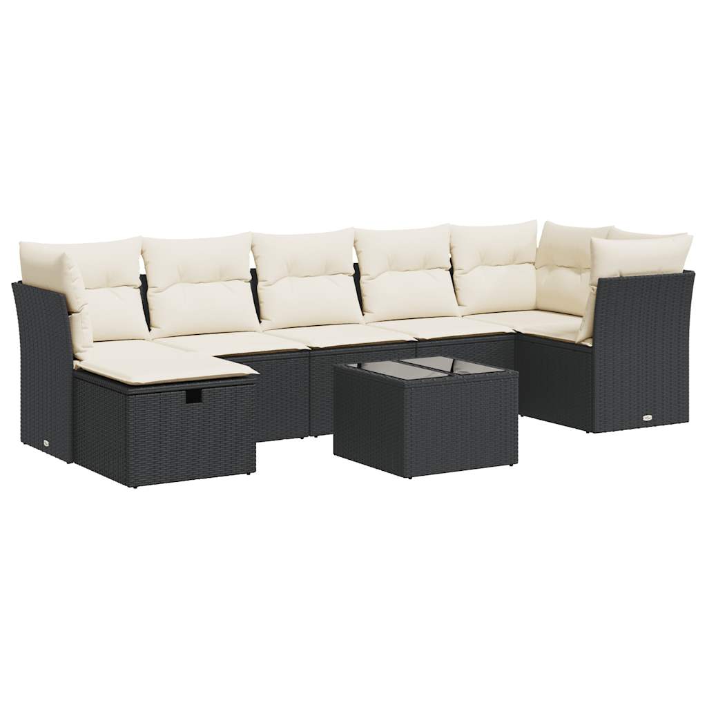 8-delige Loungeset met kussens poly rattan zwart is nu te koop bij PeponiXL, paradijselijk wonen!