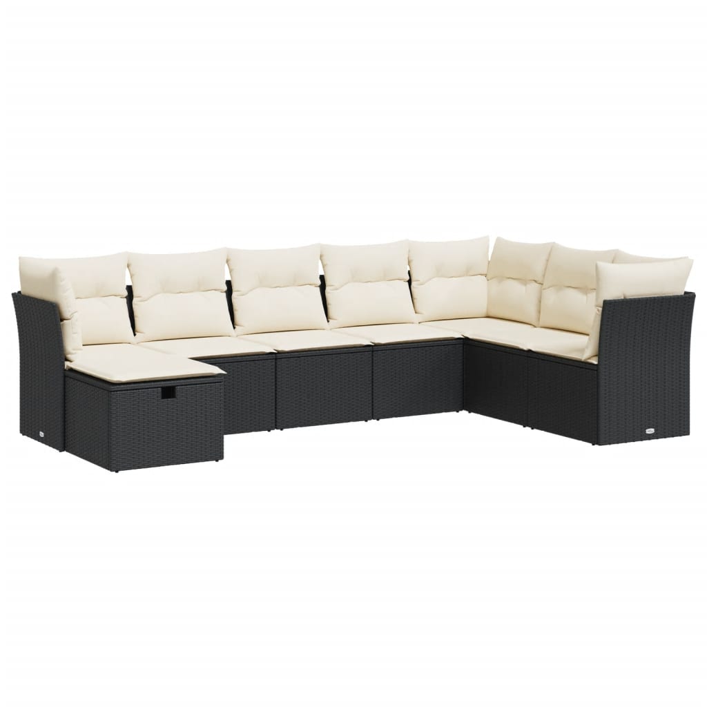 8-delige Loungeset met kussens poly rattan zwart is nu te koop bij PeponiXL, paradijselijk wonen!
