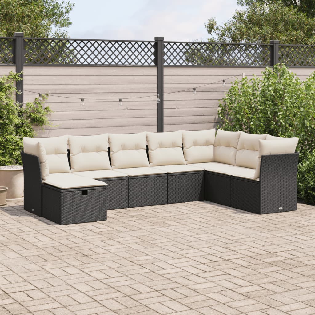 8-delige Loungeset met kussens poly rattan zwart is nu te koop bij PeponiXL, paradijselijk wonen!