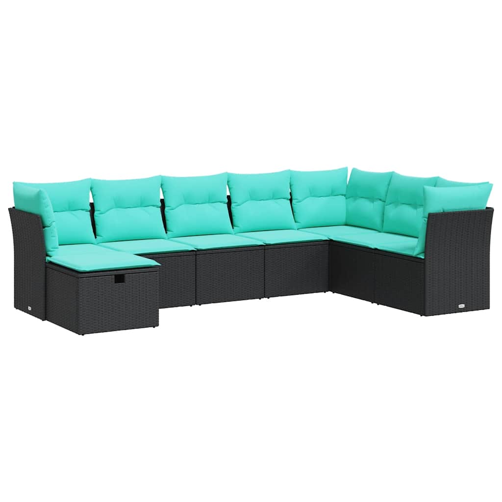 8-delige Loungeset met kussens poly rattan zwart is nu te koop bij PeponiXL, paradijselijk wonen!