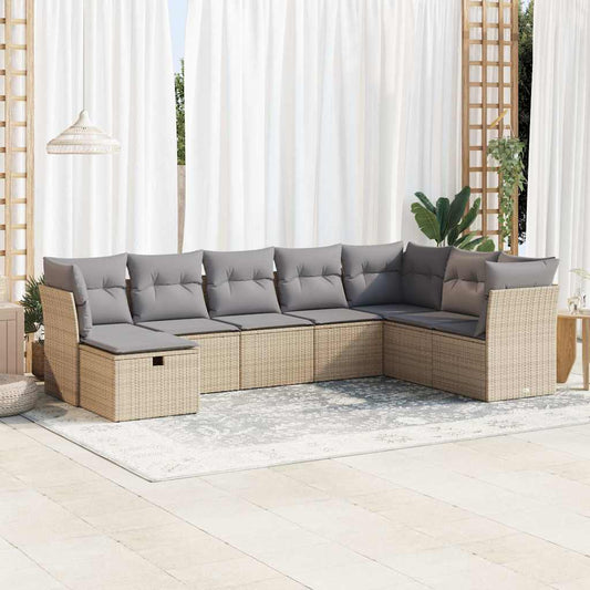 8-delige Loungeset met kussens poly rattan beige is nu te koop bij PeponiXL, paradijselijk wonen!