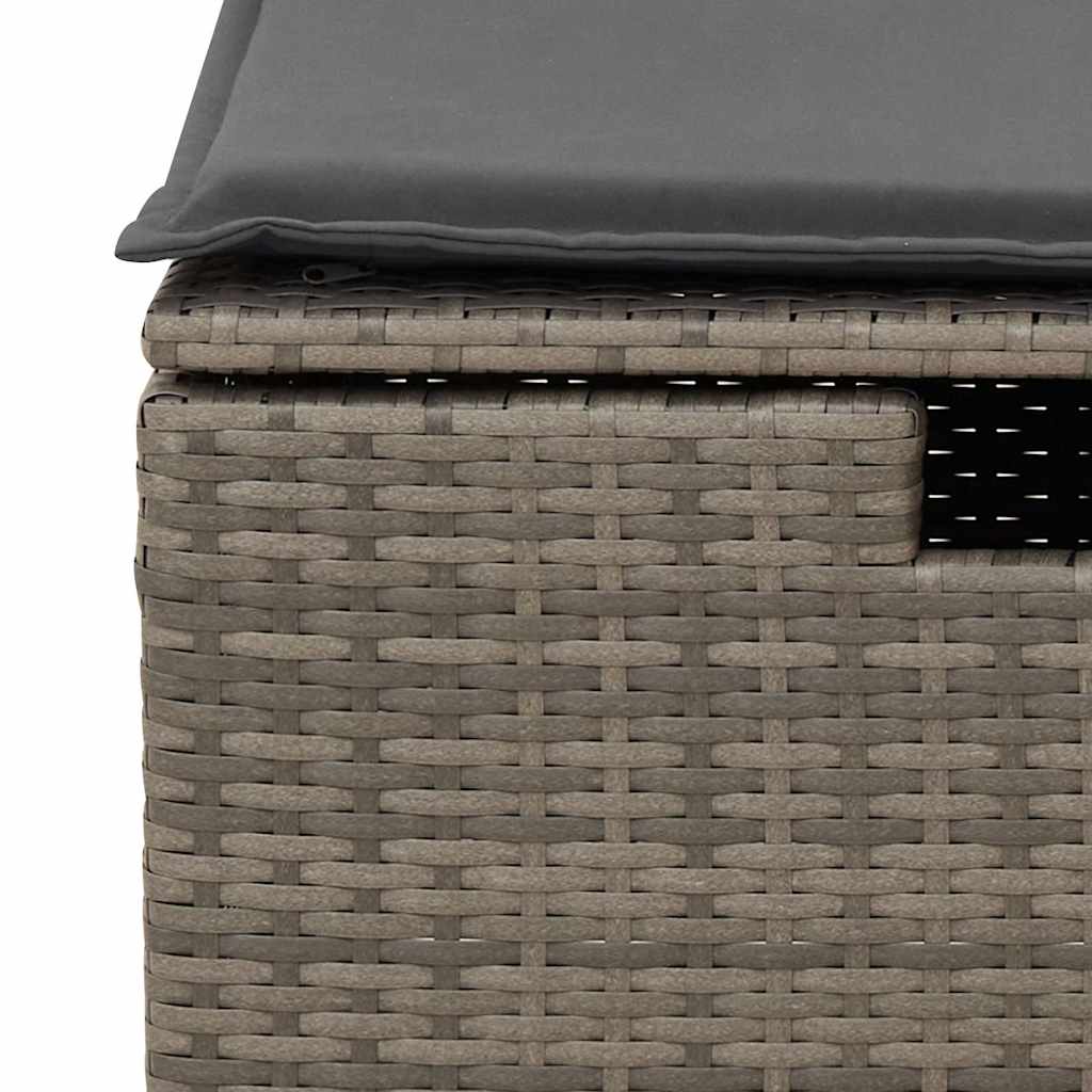 8-delige Loungeset met kussens poly rattan grijs