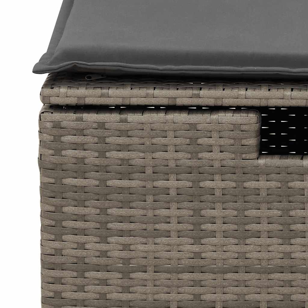 9-delige Loungeset met kussens poly rattan grijs