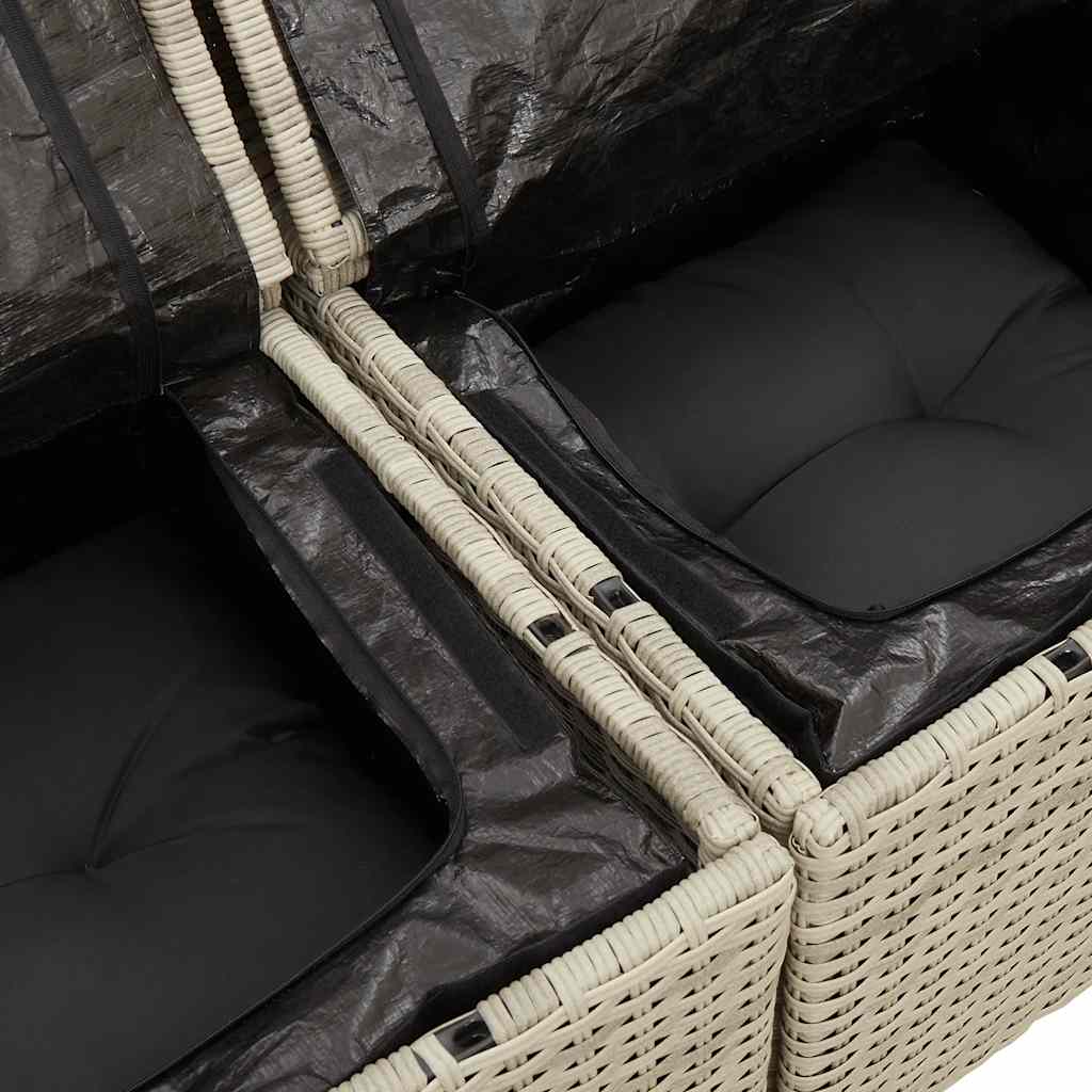 5-delige Loungeset met kussens poly rattan lichtgrijs