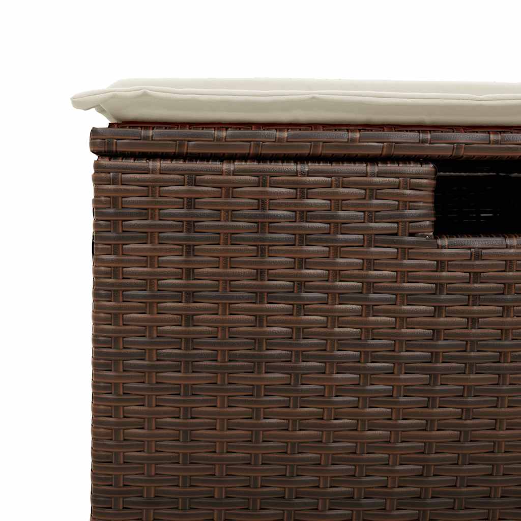 5-delige Loungeset met kussens poly rattan bruin
