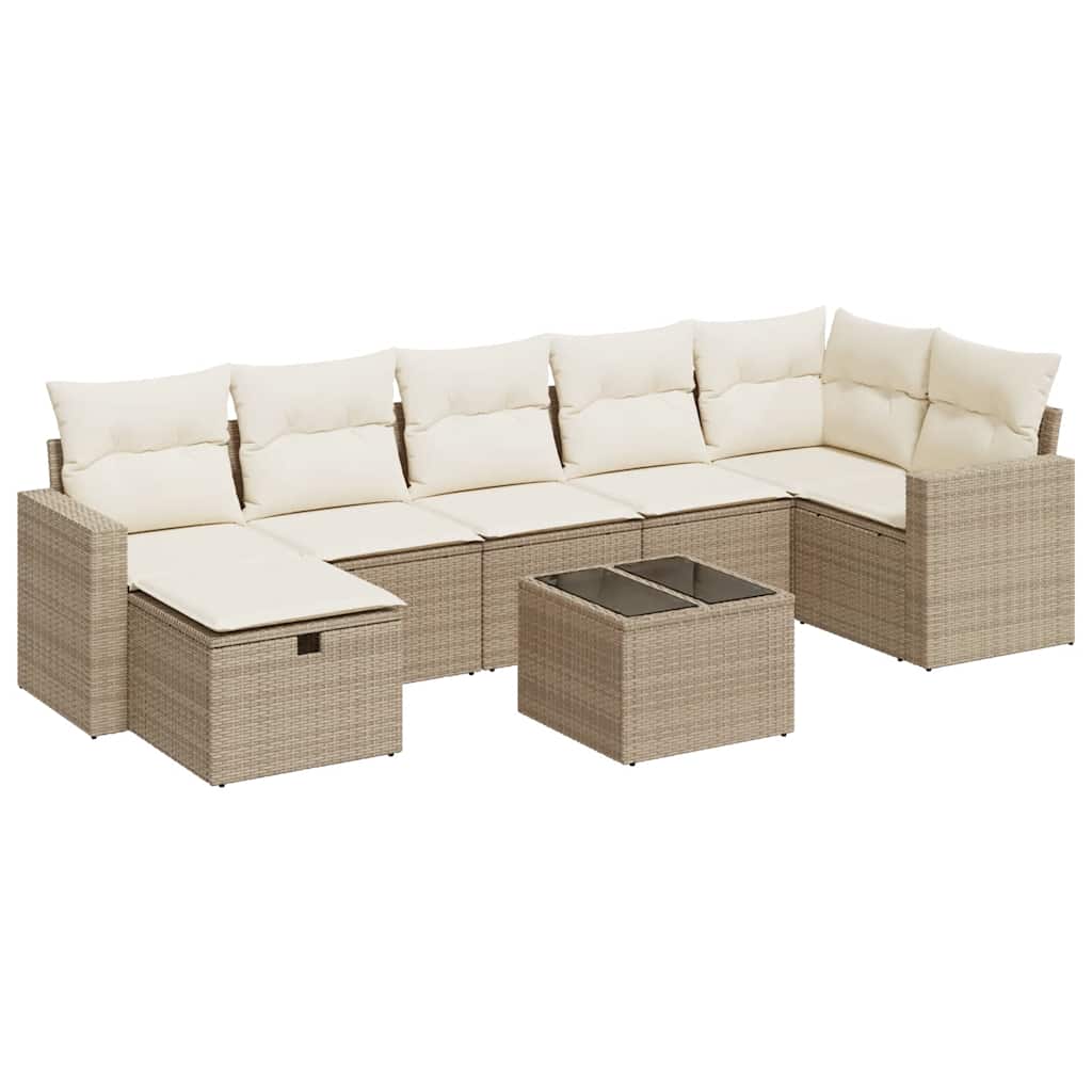 8-delige Loungeset met kussens poly rattan beige is nu te koop bij PeponiXL, paradijselijk wonen!