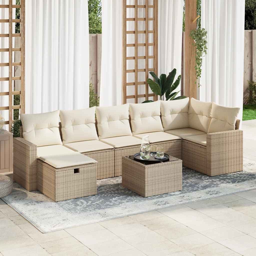 8-delige Loungeset met kussens poly rattan beige is nu te koop bij PeponiXL, paradijselijk wonen!