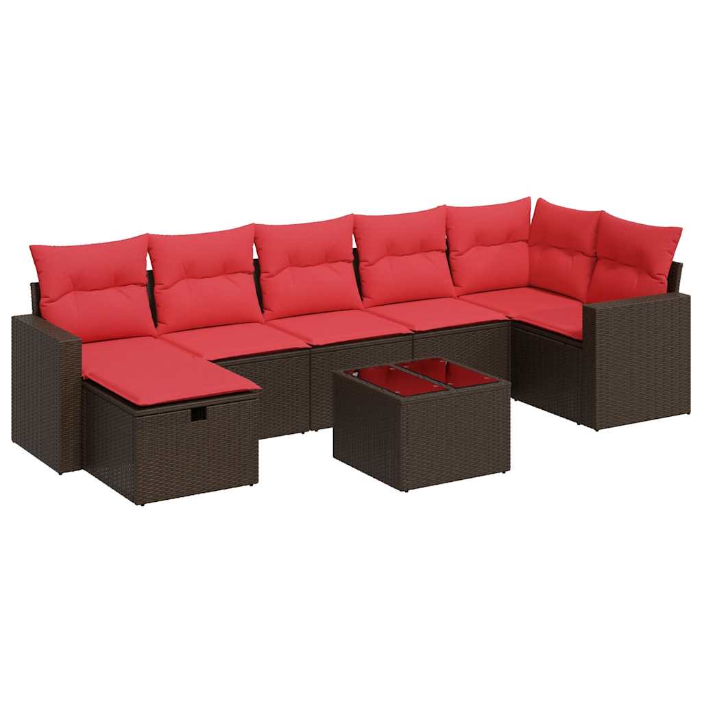 8-delige Loungeset met kussens poly rattan bruin is nu te koop bij PeponiXL, paradijselijk wonen!