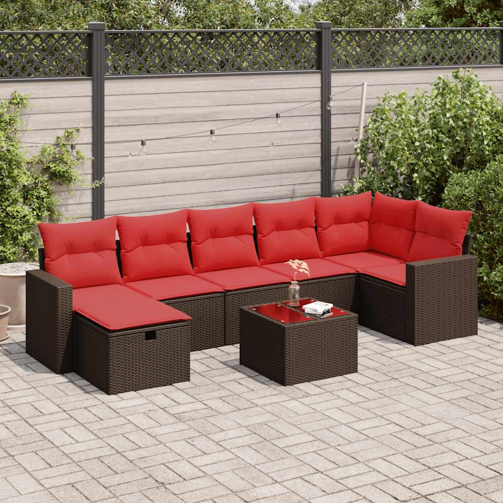 8-delige Loungeset met kussens poly rattan bruin is nu te koop bij PeponiXL, paradijselijk wonen!