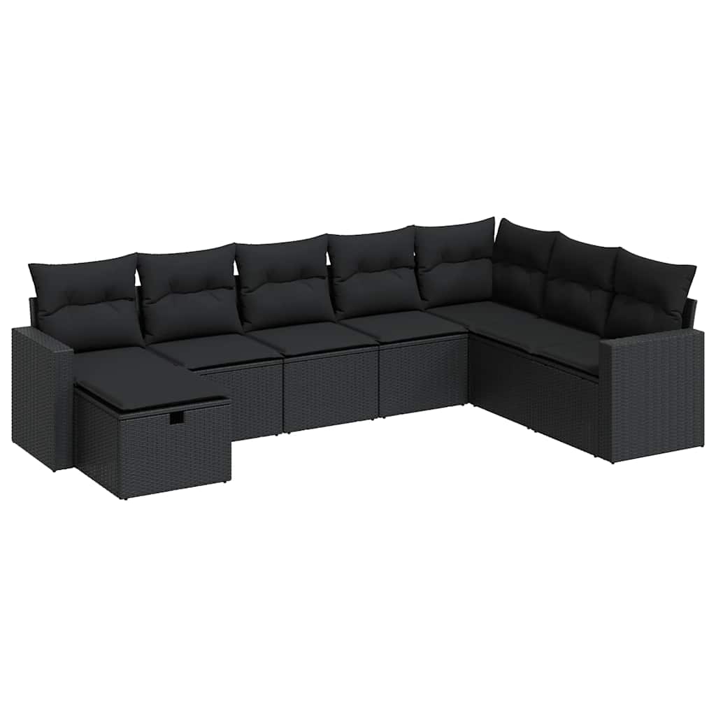 8-delige Loungeset met kussens poly rattan zwart is nu te koop bij PeponiXL, paradijselijk wonen!