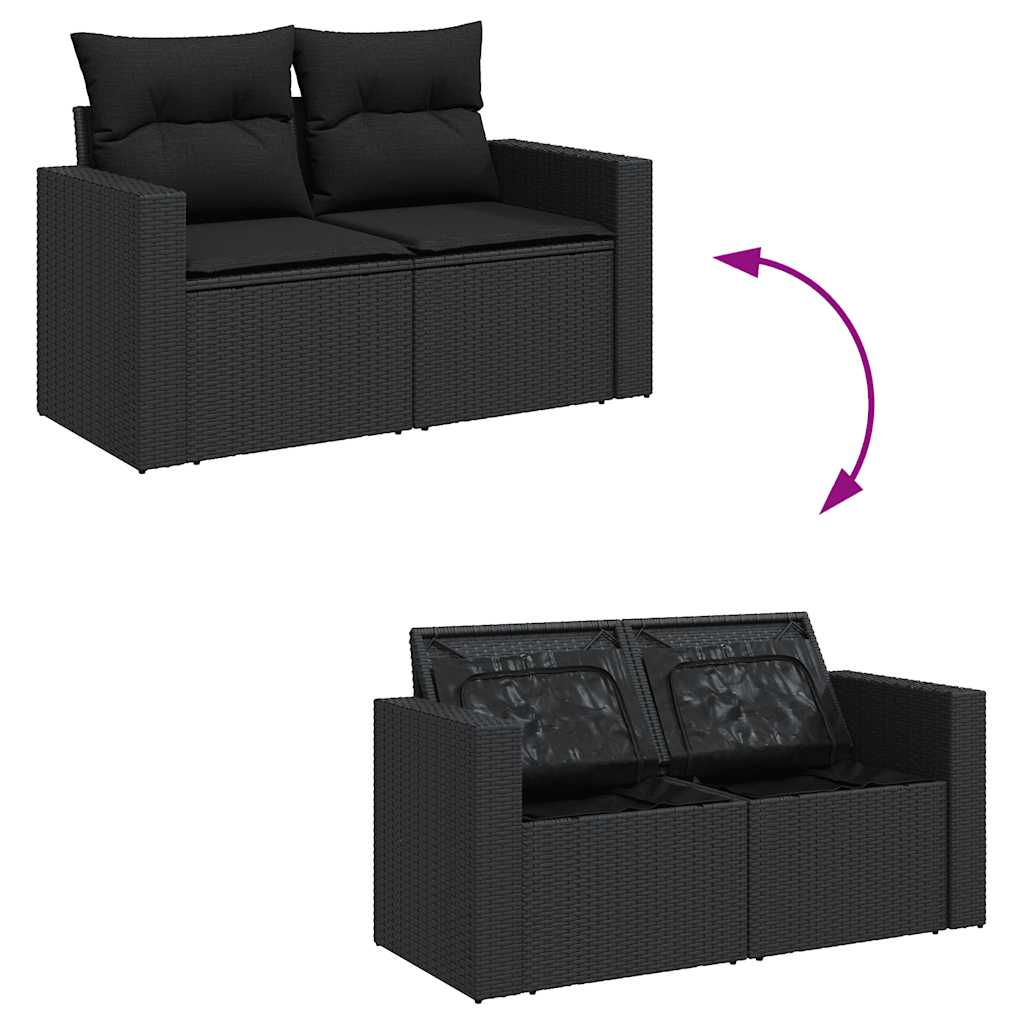 8-delige Loungeset met kussens poly rattan zwart is nu te koop bij PeponiXL, paradijselijk wonen!