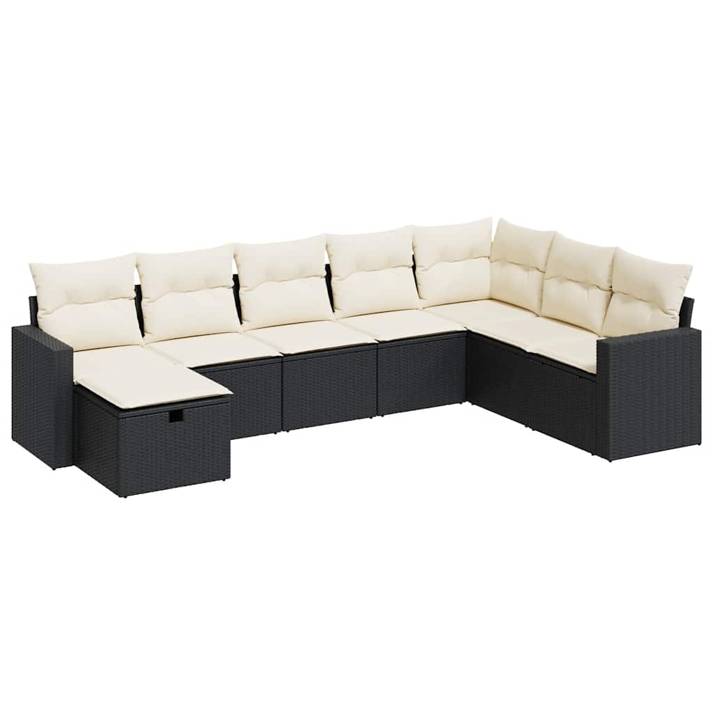 8-delige Loungeset met kussens poly rattan zwart is nu te koop bij PeponiXL, paradijselijk wonen!