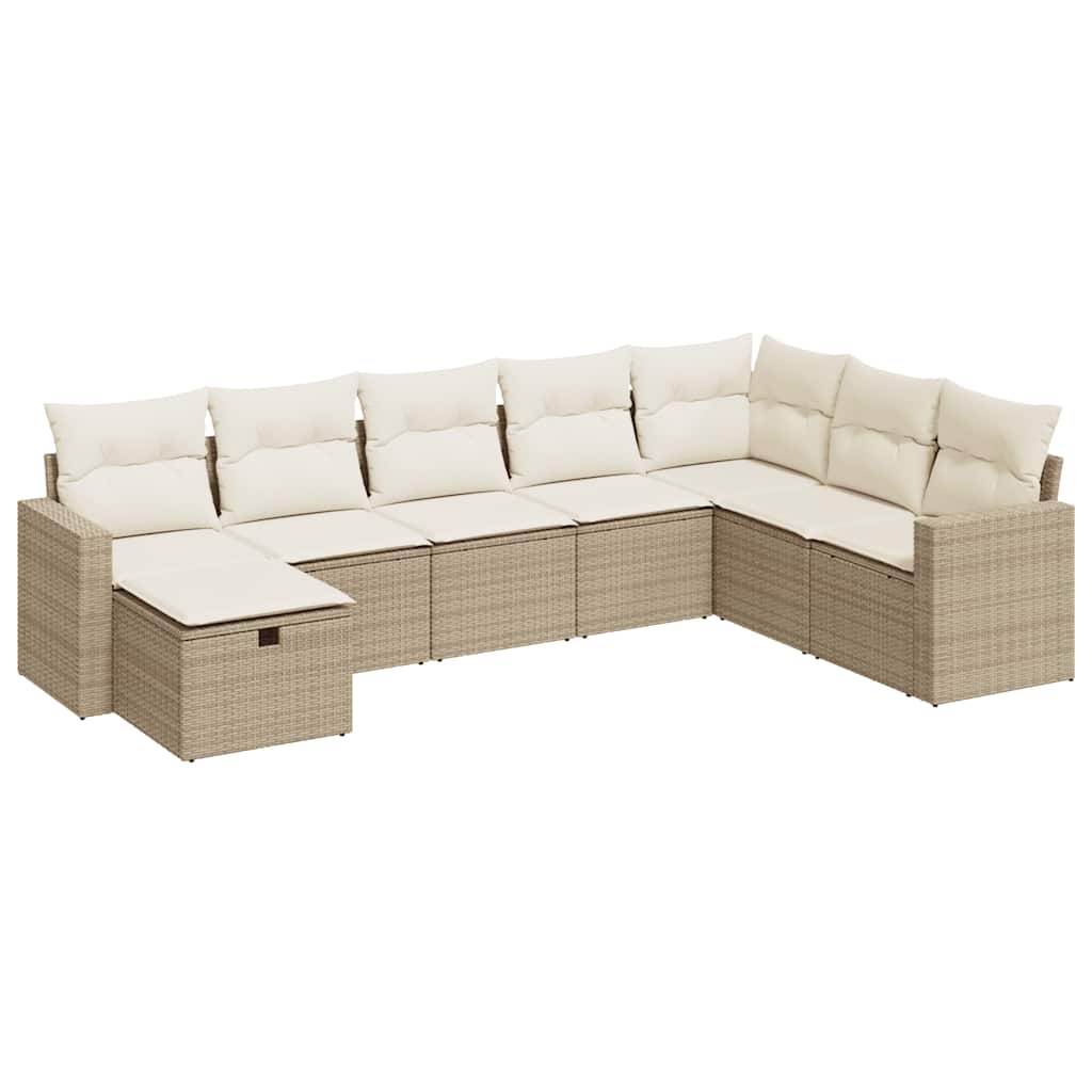8-delige Loungeset met kussens poly rattan beige is nu te koop bij PeponiXL, paradijselijk wonen!