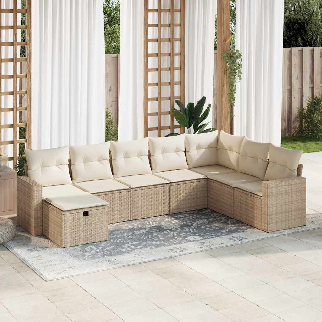 8-delige Loungeset met kussens poly rattan beige is nu te koop bij PeponiXL, paradijselijk wonen!