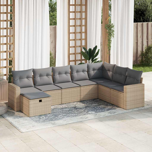 8-delige Loungeset met kussens poly rattan beige is nu te koop bij PeponiXL, paradijselijk wonen!