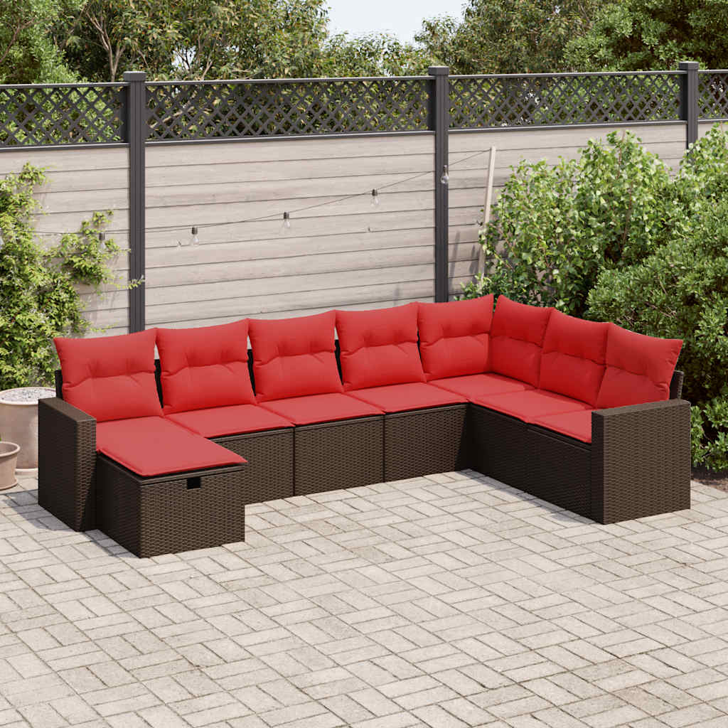 8-delige Loungeset met kussens poly rattan bruin is nu te koop bij PeponiXL, paradijselijk wonen!