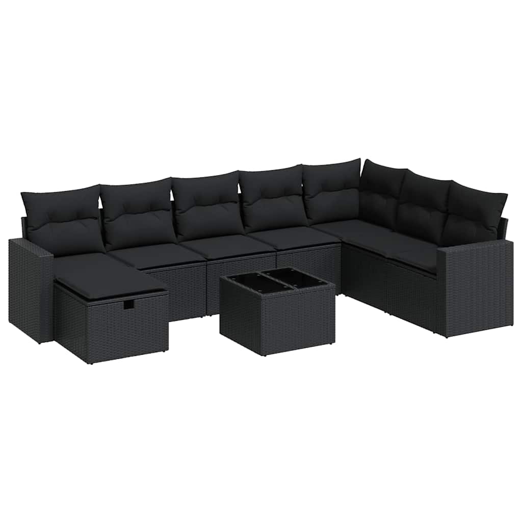 9-delige Loungeset met kussens poly rattan zwart is nu te koop bij PeponiXL, paradijselijk wonen!