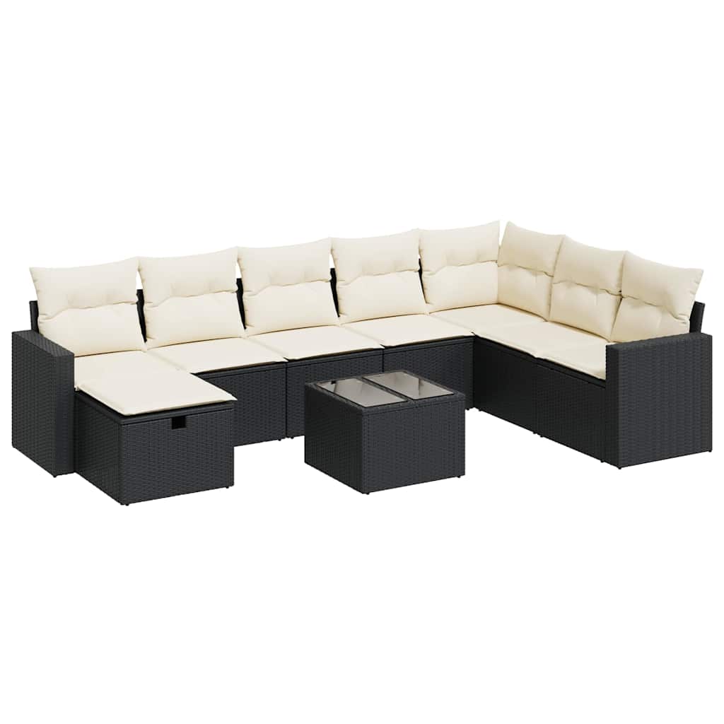 9-delige Loungeset met kussens poly rattan zwart is nu te koop bij PeponiXL, paradijselijk wonen!