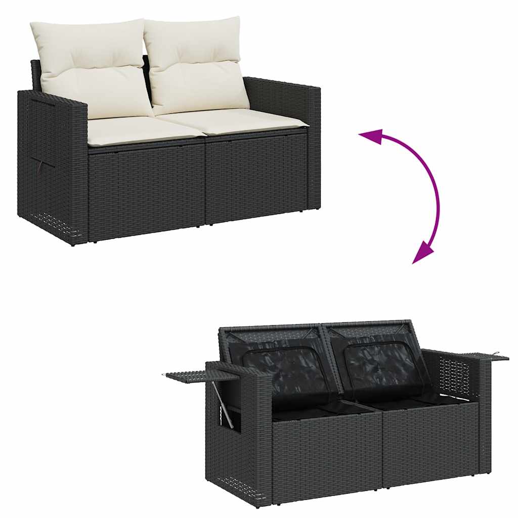 4-delige Loungeset met kussens poly rattan zwart is nu te koop bij PeponiXL, paradijselijk wonen!