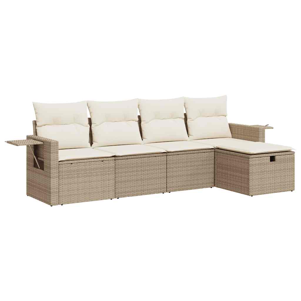 5-delige Loungeset met kussens poly rattan beige is nu te koop bij PeponiXL, paradijselijk wonen!