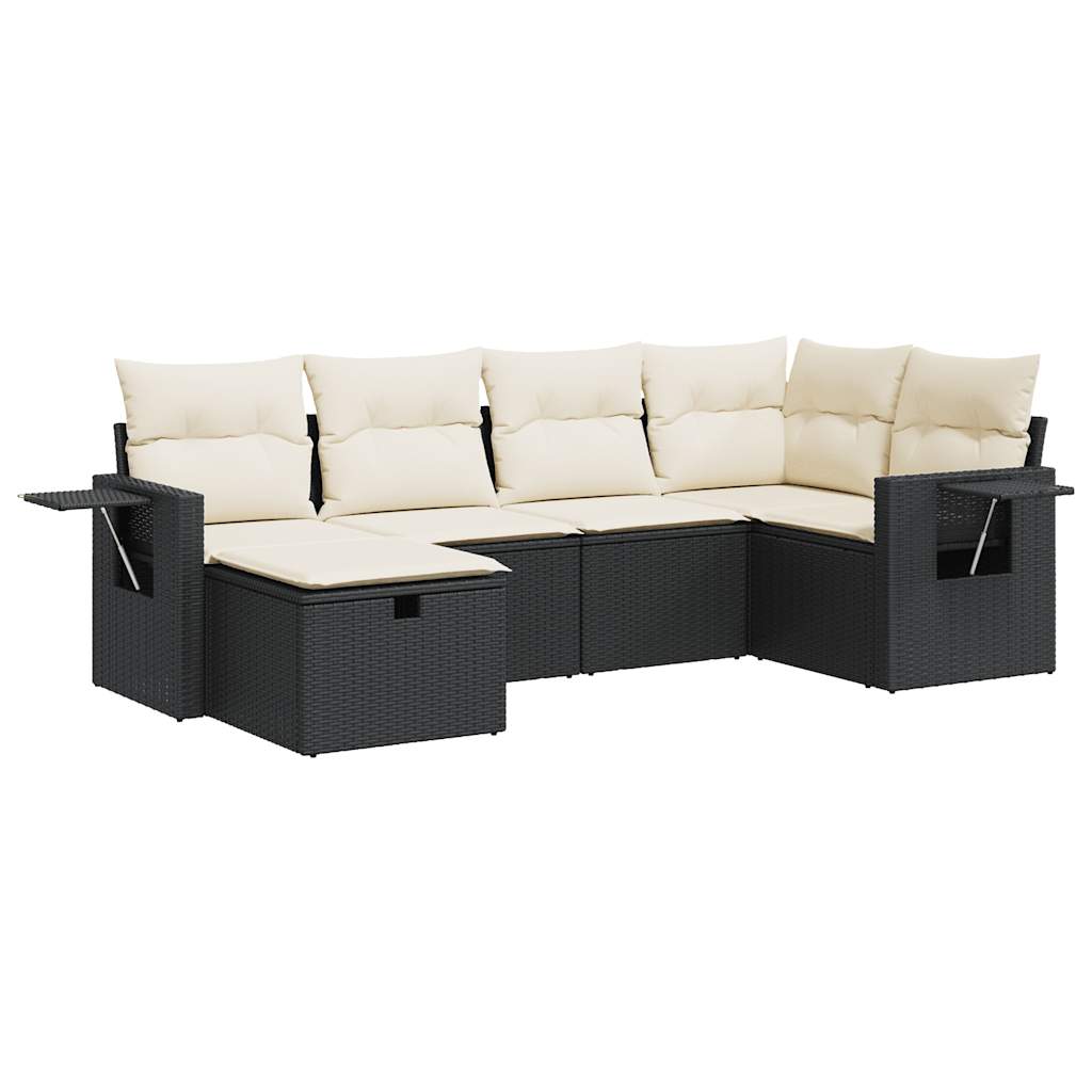 6-delige Loungeset met kussens poly rattan zwart is nu te koop bij PeponiXL, paradijselijk wonen!