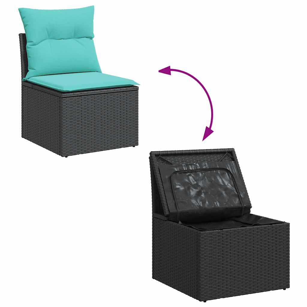 7-delige Loungeset met kussens poly rattan zwart is nu te koop bij PeponiXL, paradijselijk wonen!