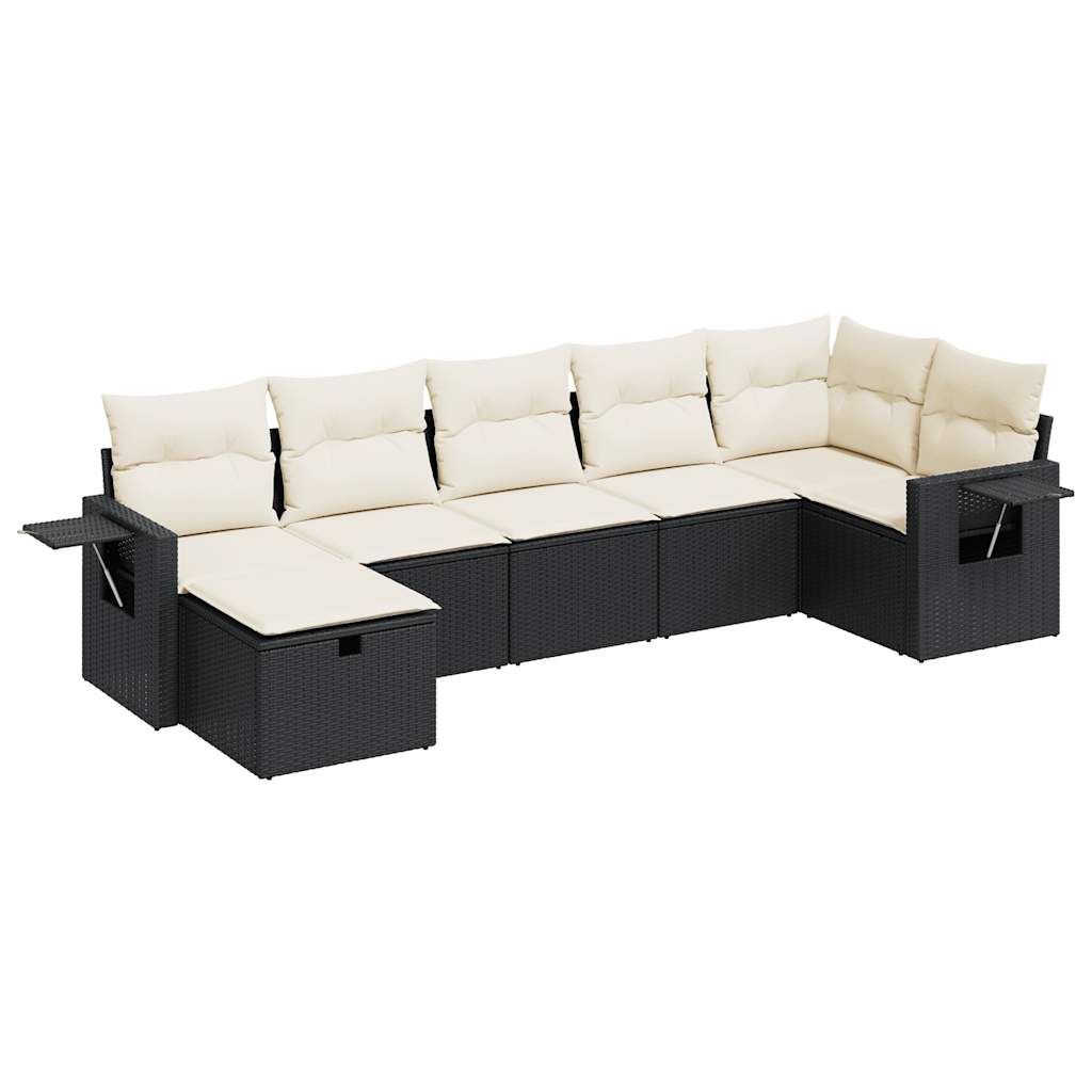 7-delige Loungeset met kussens poly rattan zwart is nu te koop bij PeponiXL, paradijselijk wonen!