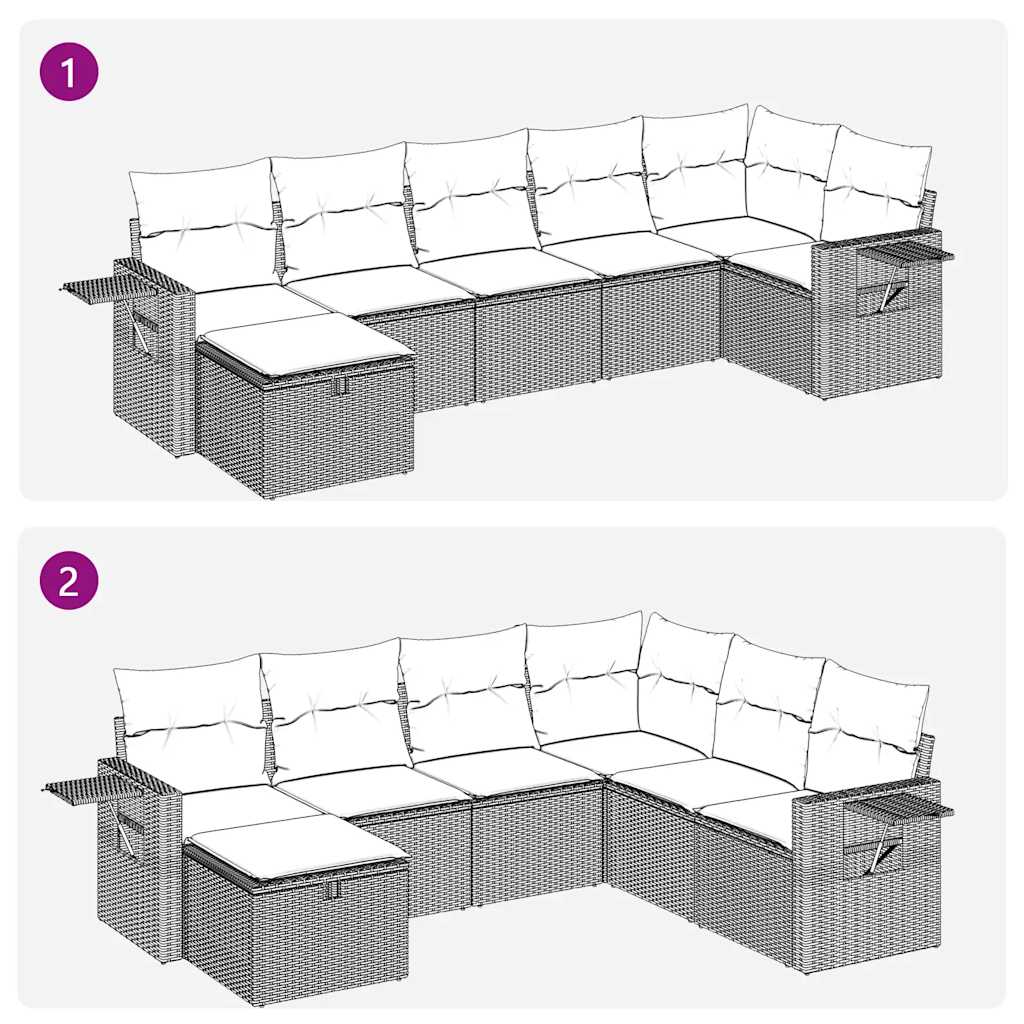 7-delige Loungeset met kussens poly rattan zwart is nu te koop bij PeponiXL, paradijselijk wonen!