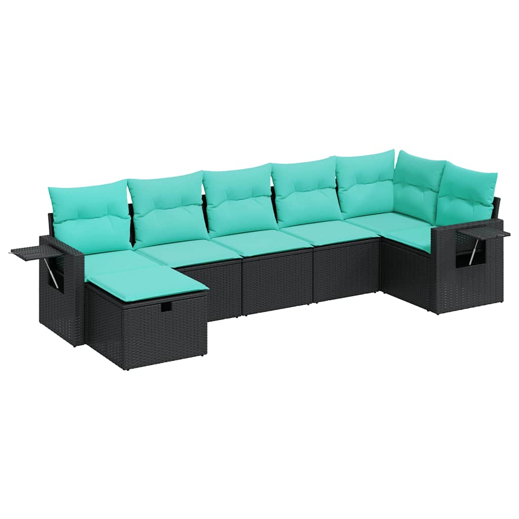 7-delige Loungeset met kussens poly rattan zwart is nu te koop bij PeponiXL, paradijselijk wonen!