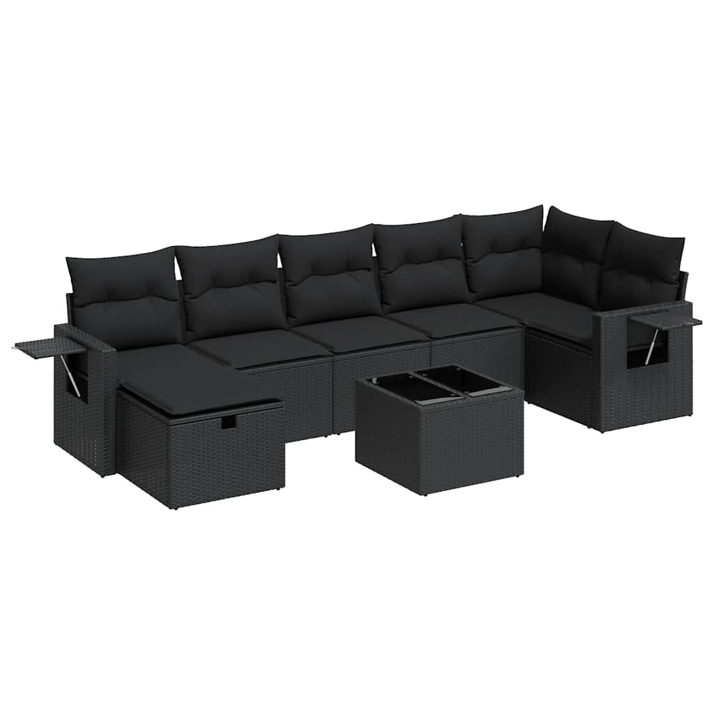 8-delige Loungeset met kussens poly rattan zwart is nu te koop bij PeponiXL, paradijselijk wonen!