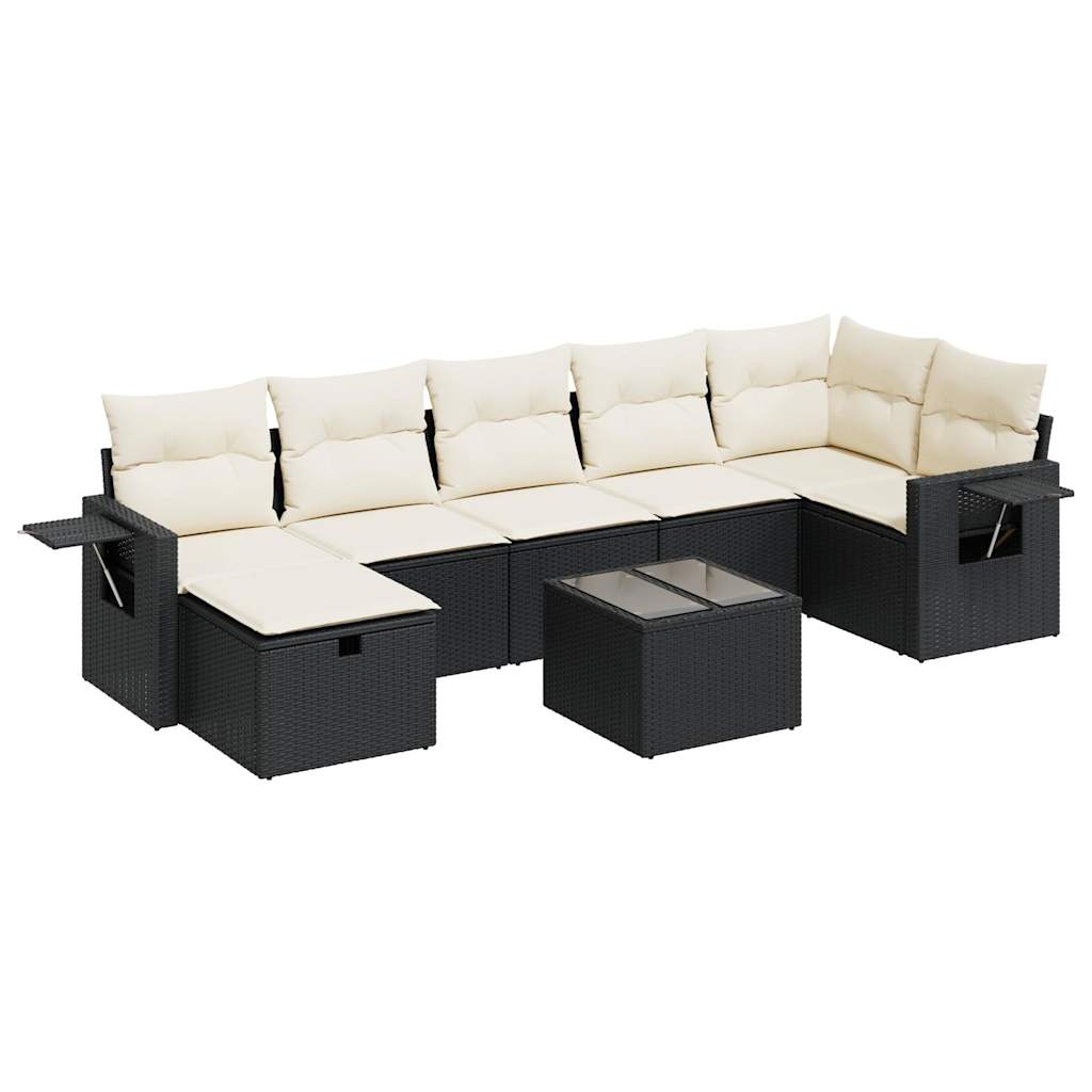 8-delige Loungeset met kussens poly rattan zwart is nu te koop bij PeponiXL, paradijselijk wonen!