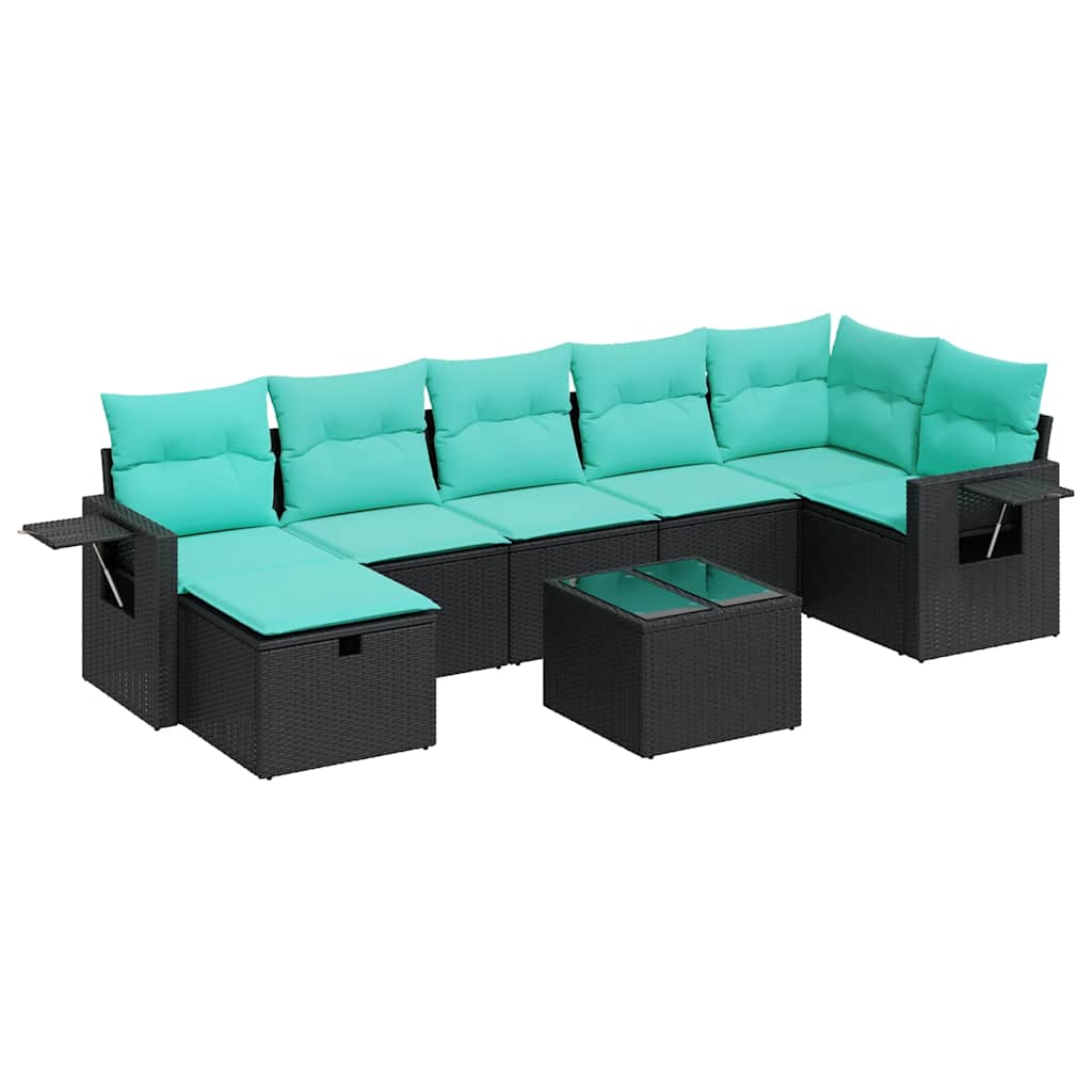 8-delige Loungeset met kussens poly rattan zwart is nu te koop bij PeponiXL, paradijselijk wonen!