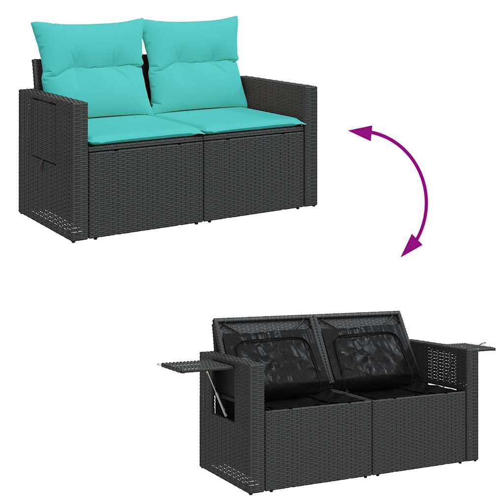 8-delige Loungeset met kussens poly rattan zwart is nu te koop bij PeponiXL, paradijselijk wonen!