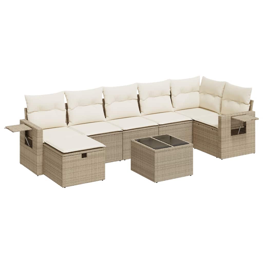 8-delige Loungeset met kussens poly rattan beige is nu te koop bij PeponiXL, paradijselijk wonen!