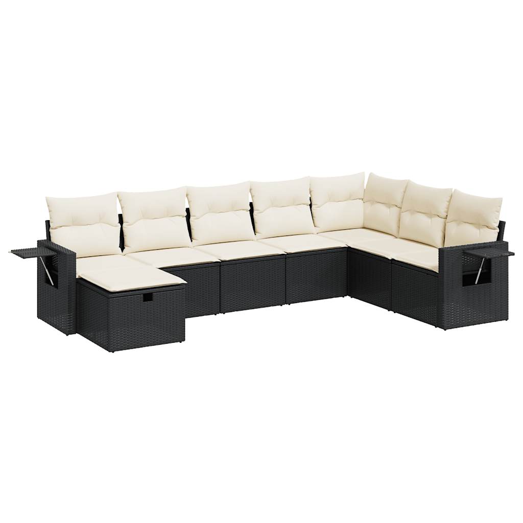 8-delige Loungeset met kussens poly rattan zwart is nu te koop bij PeponiXL, paradijselijk wonen!