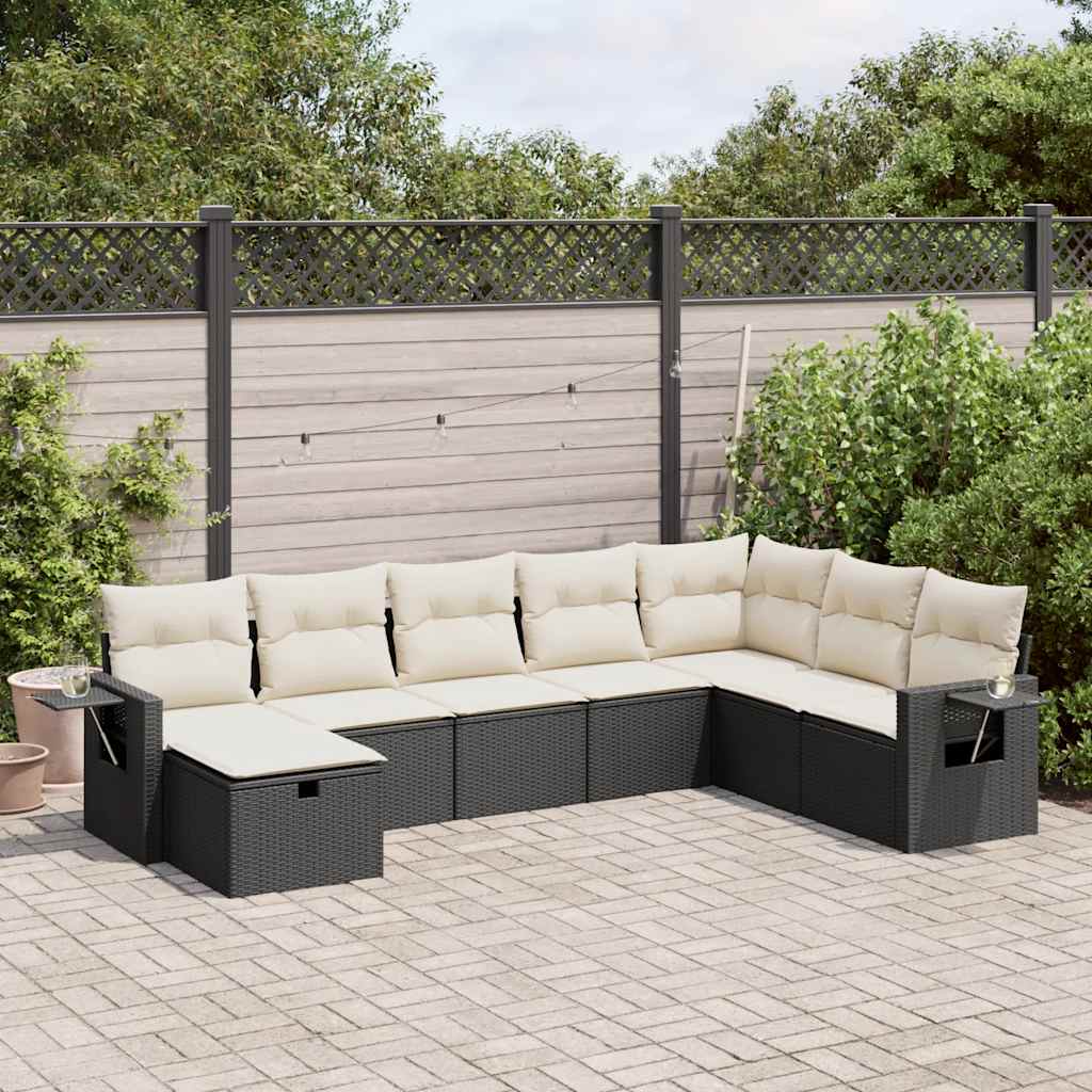 8-delige Loungeset met kussens poly rattan zwart is nu te koop bij PeponiXL, paradijselijk wonen!